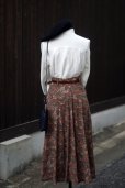 画像7: ”E.B.bis” カーキ系 ペイズリー柄 スカート フレア w67cm[20357]