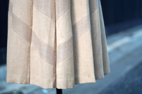 画像3: レーヨン リネン混 ベージュ フレア スカート w72cm[20363]