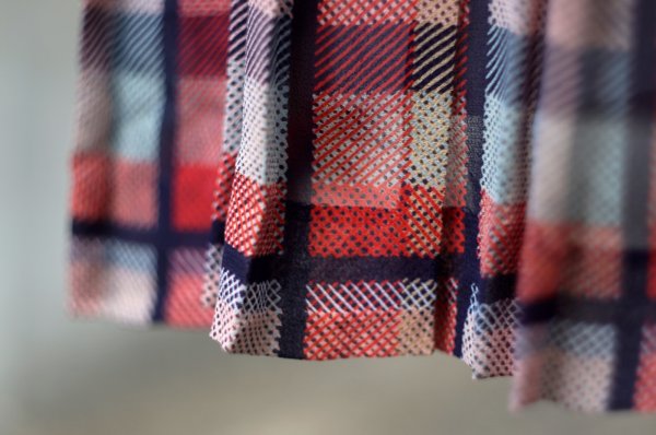 画像11: ”TOKYO BLOUSE” タータンチェック柄 マルチカラー 長袖 レトロワンピース スタンドカラー ベルト[20367]