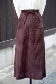 画像1: マルチカラー チェック柄  スカート 腰リボン w70cm[20365] (1)