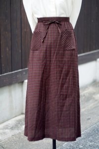 マルチカラー チェック柄  スカート 腰リボン w70cm[20365]