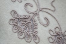 他の写真1: 無地 アイボリー ウール ニット カーディガン お花 刺繍[20368]