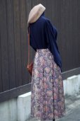 画像7: ネイビー 花柄  スカート フレア w66cm[20377] (7)