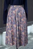 画像1: ネイビー 花柄  スカート フレア w66cm[20377] (1)