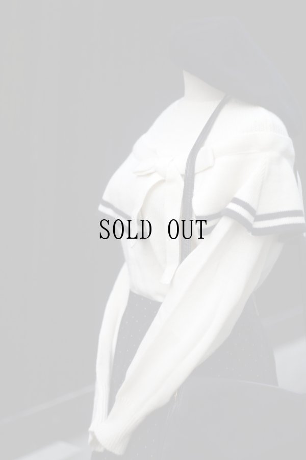 画像7: ”FAIRY POP” ウール混 白系 ニット セーター ケープカラー リボン [20369]