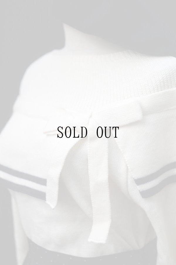 画像3: ”FAIRY POP” ウール混 白系 ニット セーター ケープカラー リボン [20369]