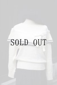 ”FAIRY POP” ウール混 白系 ニット セーター ケープカラー リボン [20369]