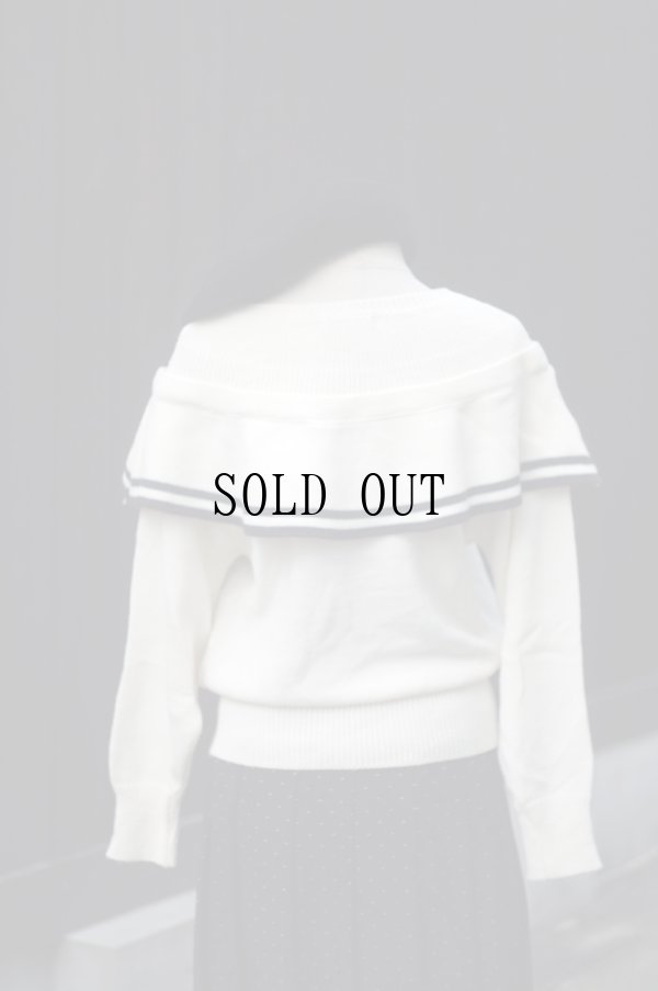 画像5: ”FAIRY POP” ウール混 白系 ニット セーター ケープカラー リボン [20369]