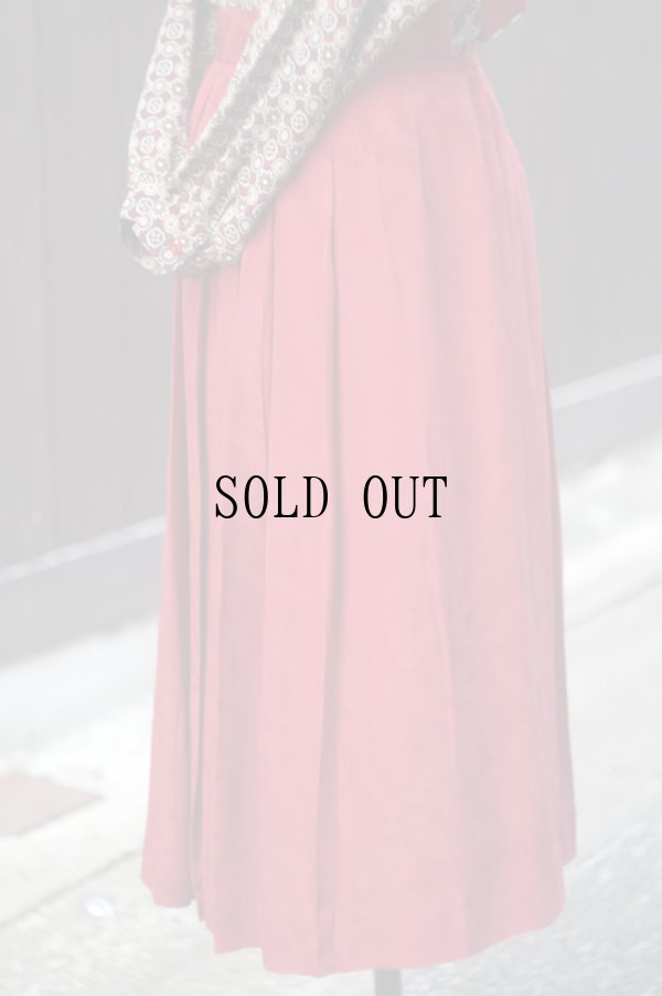 画像4: 赤 無地 オリエンタル柄 スカート フレア  w64cm[20376]