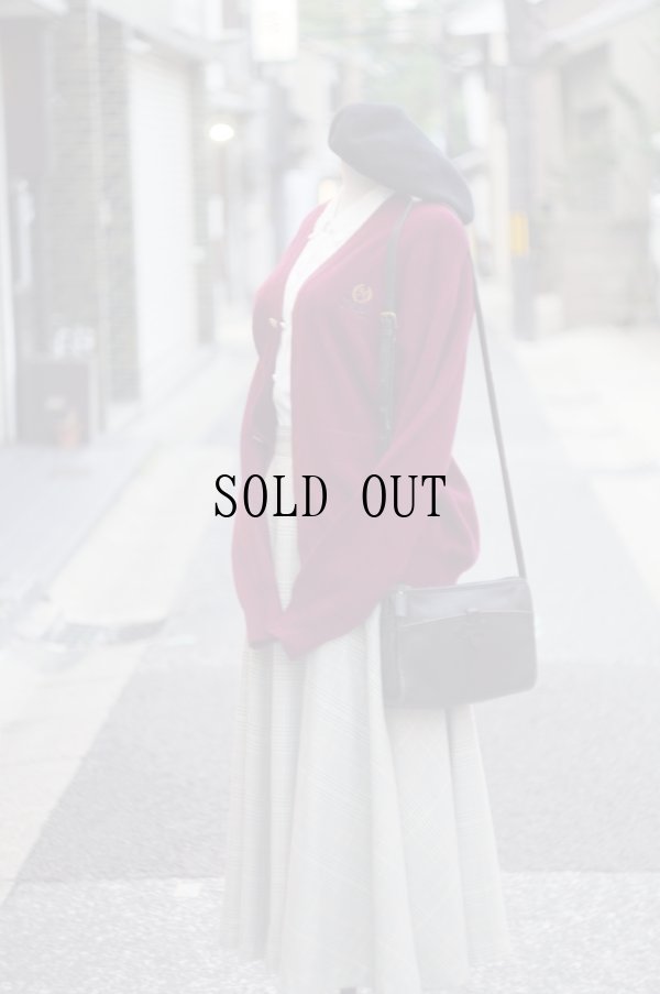 画像10: ”NAPOLEON” 無地 ウール混 ボルドー ニット カーディガン [20375]