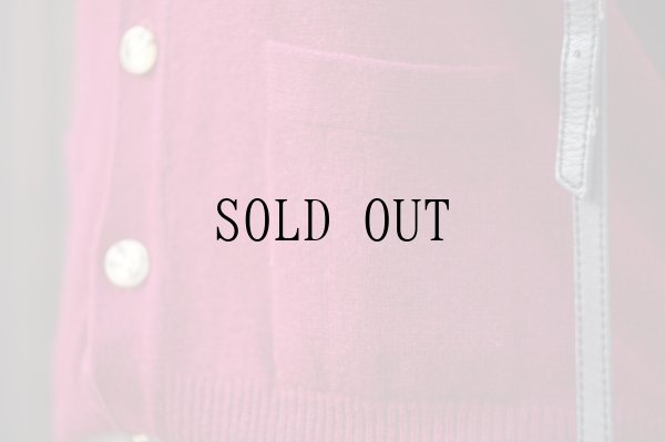 画像5: ”NAPOLEON” 無地 ウール混 ボルドー ニット カーディガン [20375]