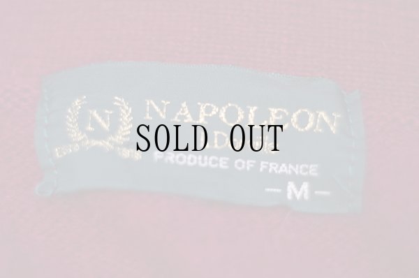 画像12: ”NAPOLEON” 無地 ウール混 ボルドー ニット カーディガン [20375]