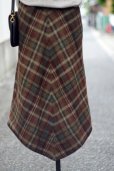 画像4: "RALPH LAUREN" チェック柄 ウール ブラウン×グリーン  スカート フレア w72cm[20392]