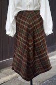 画像1: "RALPH LAUREN" チェック柄 ウール ブラウン×グリーン  スカート フレア w72cm[20392] (1)