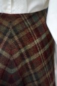画像2: "RALPH LAUREN" チェック柄 ウール ブラウン×グリーン  スカート フレア w72cm[20392] (2)