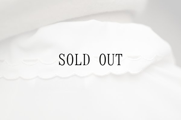 画像5: "Cecilene" 無地 白 長袖 ブラウス レギュラーカラー スカラップ ピンタック[20395]