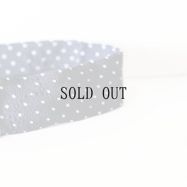 画像4: ドット柄 ネイビー×白 お花 シワ加工 アンティークベルト[20387]