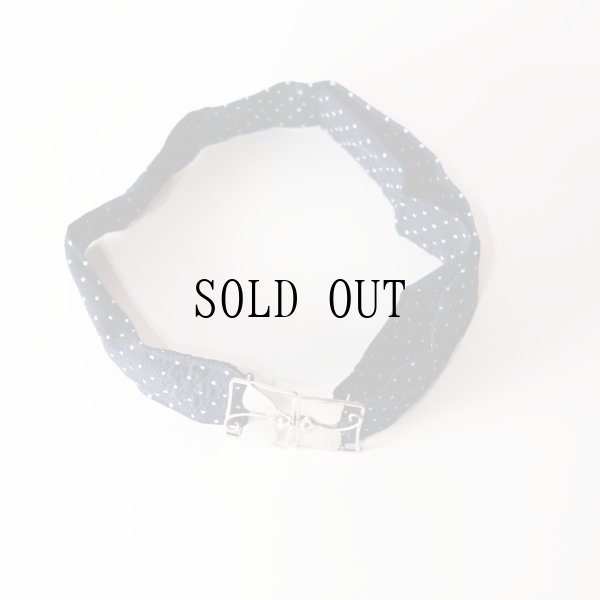 画像5: ドット柄 ネイビー×白 お花 シワ加工 アンティークベルト[20387]