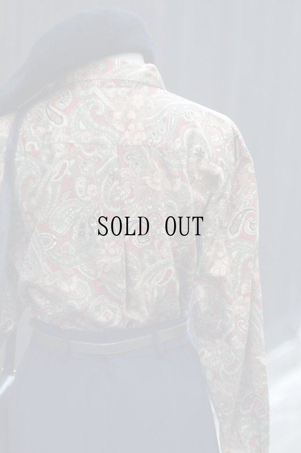 画像9: "S-d" ブラウン系  ペイズリー柄 コットン 長袖 ブラウス レギュラーカラー[20342]