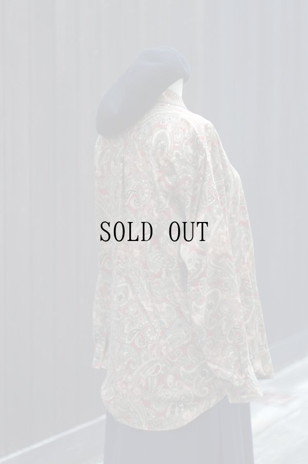 画像11: "S-d" ブラウン系  ペイズリー柄 コットン 長袖 ブラウス レギュラーカラー[20342]