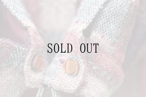 画像10: チェック柄 コットン ローズ系 長袖 レトロワンピース スタンドカラー [20407]