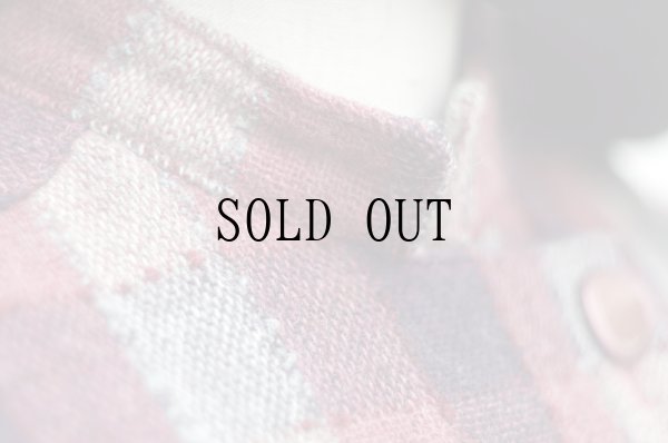 画像6: チェック柄 コットン ローズ系 長袖 レトロワンピース スタンドカラー [20407]