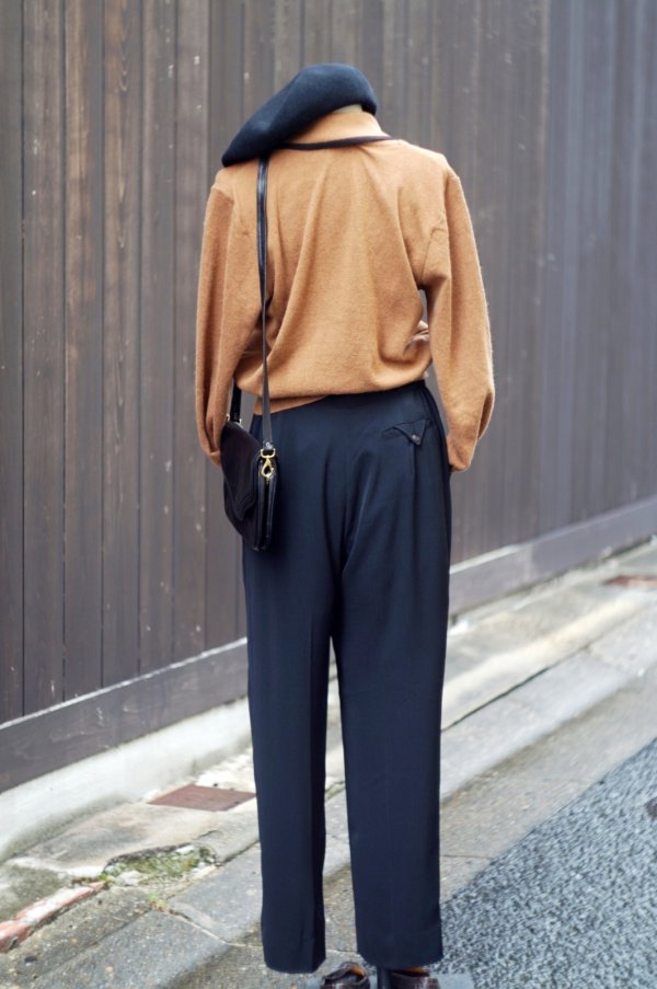 画像8: "AVUE" 無地 黒 パンツ  /w72cm [20410]