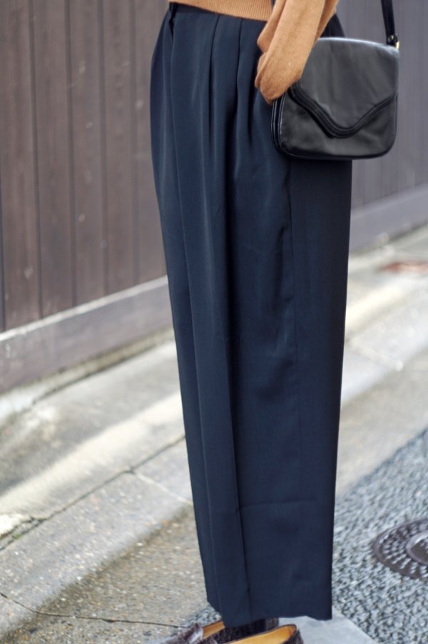 画像6: "AVUE" 無地 黒 パンツ  /w72cm [20410]