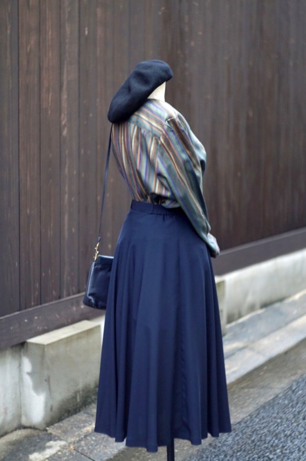 画像5: ネイビー 無地 スカート フレア  w65cm[20415]