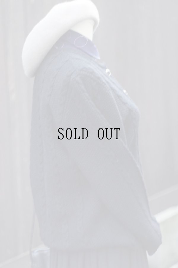 画像6: ”ROGICA ”無地 黒 ウール混 ニット カーディガン ケーブル編み[20413]