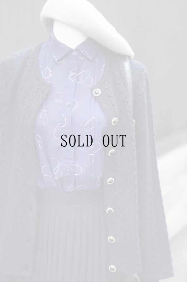 画像2: ”ROGICA ”無地 黒 ウール混 ニット カーディガン ケーブル編み[20413]