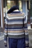 画像6: ”Clocodile” ブラウン系 ウール レーヨン ボーダー ニット クルーネック[20417]