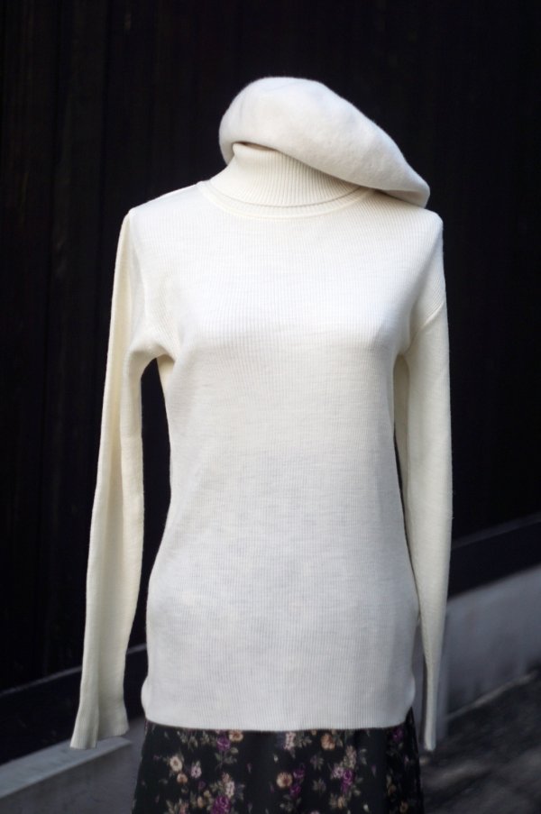 画像6: ”CURTISSTRANGE” アイボリー ウール混 無地 ニット タートルネック[20420]