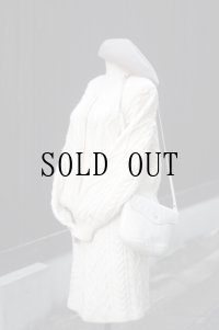 "BELLE PAULE" アイボリー 無地 ニットカーディガン&スカート ツーピース セットアップ ラウンドネック アラン編み[20428]