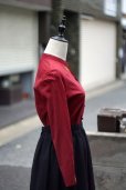 画像5: "小華" 赤 コットン 長袖 チャイナブラウス マオカラー 刺繍[20301]