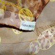画像6: ”Nina Ricci” ブラウン系 香水と宝石柄 シルク ミニスカーフ 56cm×56cm[20404]