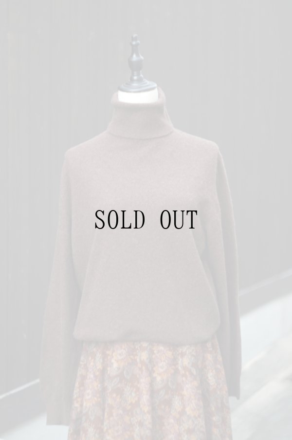 画像1: ”Les Bapains” ブラウン カシミヤ 無地 ニット タートルネック[20450]