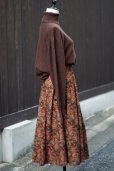 画像3: 花柄 ブラウン スカート フレア  w68cm[20452] (3)