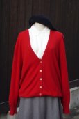画像1: ”The Blue” 無地 ウール混 ボルドー赤 ニット カーディガン [20455] (1)