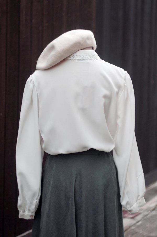 画像6: ”ER ROCHE” 白 長袖 ブラウス レギュラーカラー ピンタック 比翼[20460]