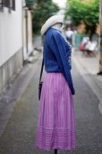 画像8: チロル ピンク マルチストライプ コットン スカート w64cm[20462] (8)