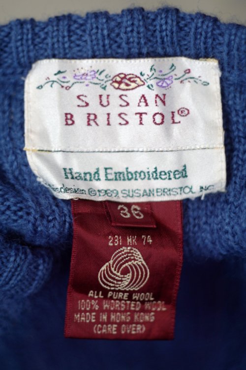 他の写真1: "SUSAN BRISTOL" 無地  ブルー系 ニット ウール ラウンドネック お花 [20458]