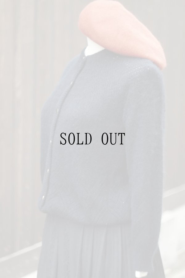 画像3: ”VOLANTE” 無地 黒 ウール混 ニット カーディガン[20463]