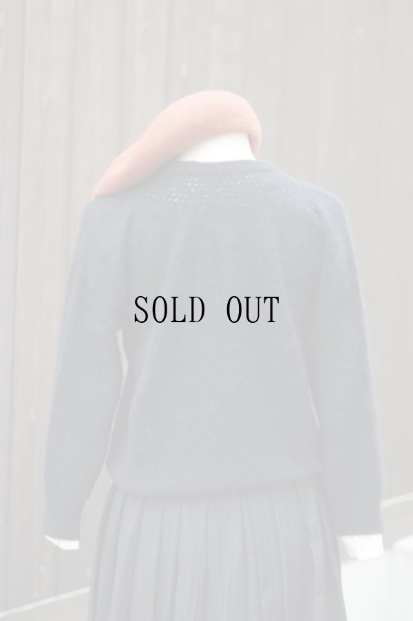 画像6: ”VOLANTE” 無地 黒 ウール混 ニット カーディガン[20463]