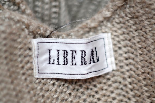 画像8: "LIBERAL" 無地 リネン グレージュ ベスト ラウンドネック 前開き ニット[20484]