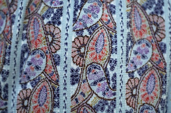 画像7: ”Builddea” ブルー系 ペイズリー柄 長袖 レトロワンピース レギュラーカラー [20472]