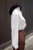 画像5: "Seyuiour" 無地 白 長袖 ブラウス ロールカラー[20489] (5)