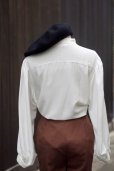画像6: "Seyuiour" 無地 白 長袖 ブラウス ロールカラー[20489] (6)