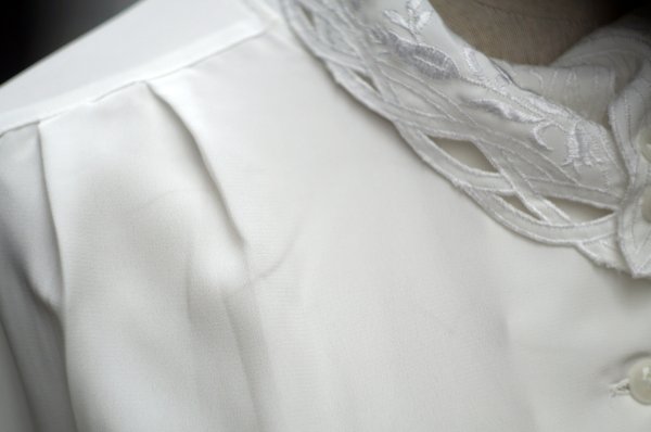 画像4: "Seyuiour" 無地 白 長袖 ブラウス ロールカラー[20489]