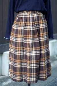 "yellow club" タータンチェック柄  ブラウン系 スカート フレア w65cm[20494]